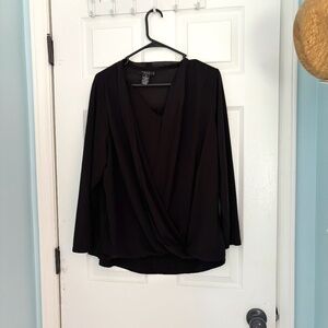 Grace Long sleeve faux V neck wrap blouse.